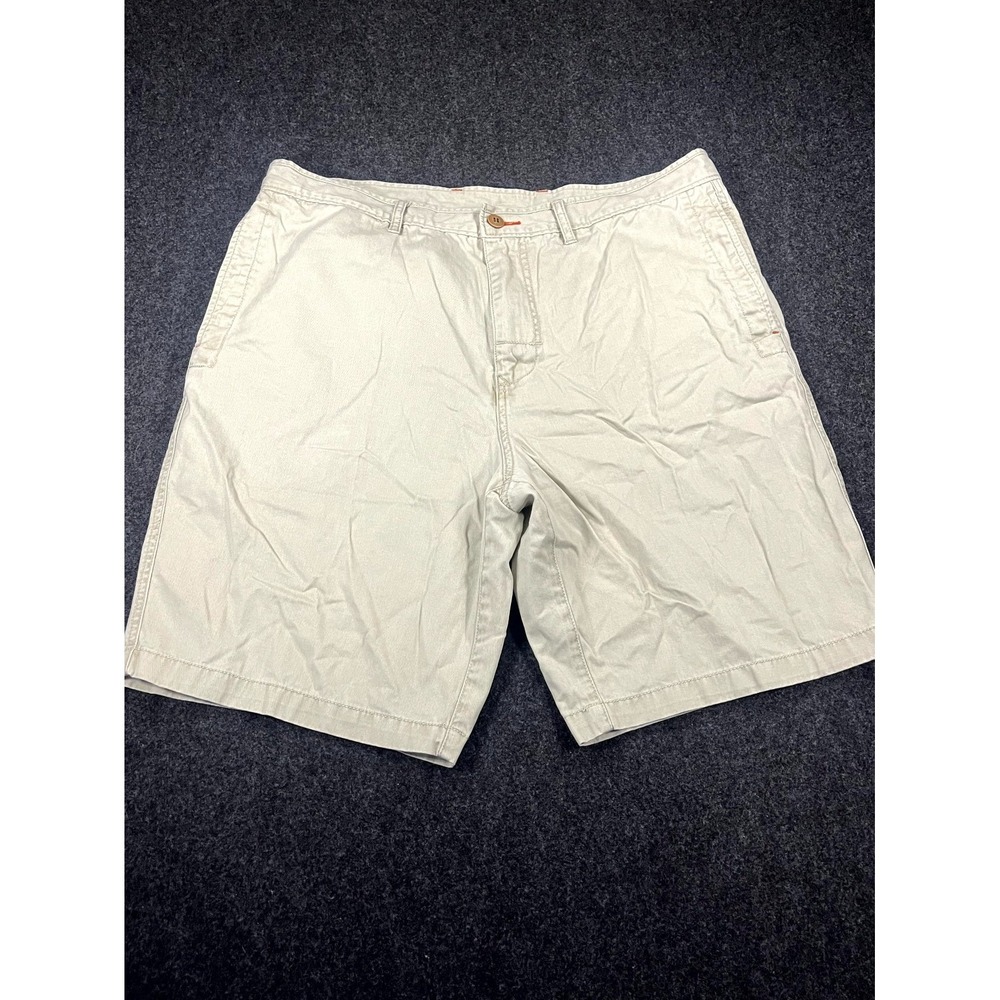 Tommy Bahama Relax Shorts Mens 38 Khaki Cotton Logo Flat Front High Rise‎ Casual